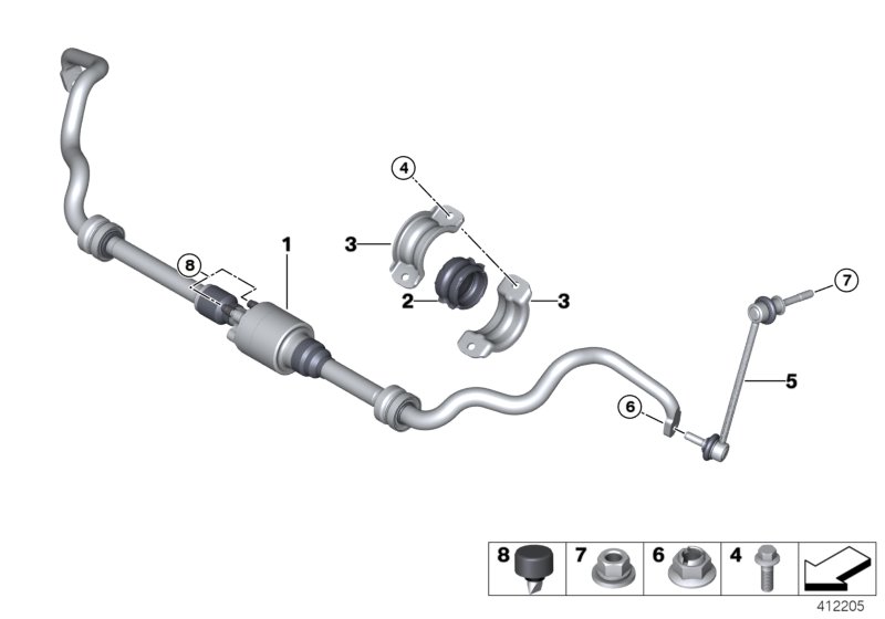Стабилизатор Пд/Dynamic Drive для BMW E70N X5 40dX N57S (схема запчастей)