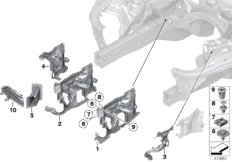 Дополнительные элементы моторного отсека для BMW F13 640dX N57Z (схема запасных частей)