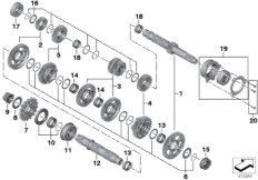 Валы коробки передач для BMW K47 S 1000 R 17 (0D52, 0D62) 0 (схема запасных частей)
