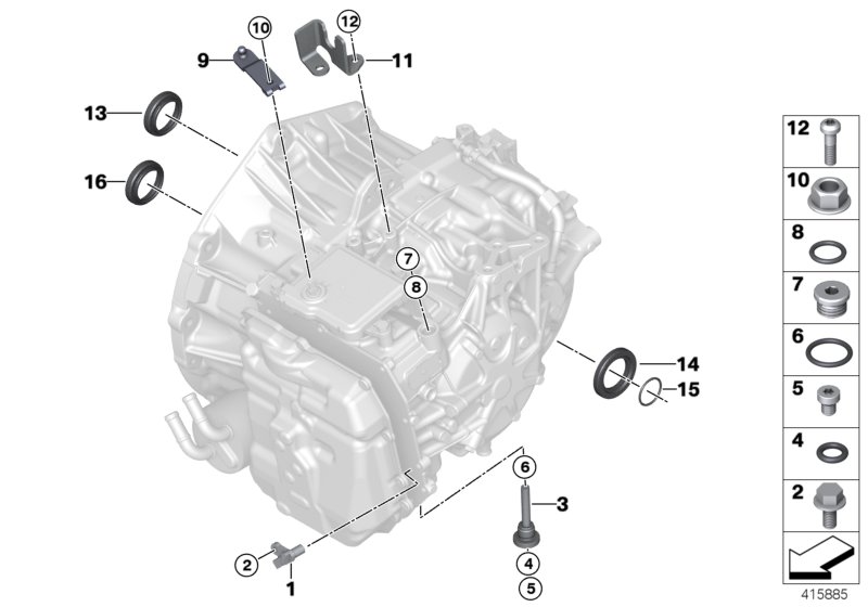GA6F21AW доп.элементы/уплотнения для BMW F57 Cooper B38 (схема запчастей)