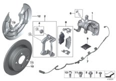 Датчик износа торм.накладки колеса Зд для BMW R55N Cooper SD N47N (схема запасных частей)