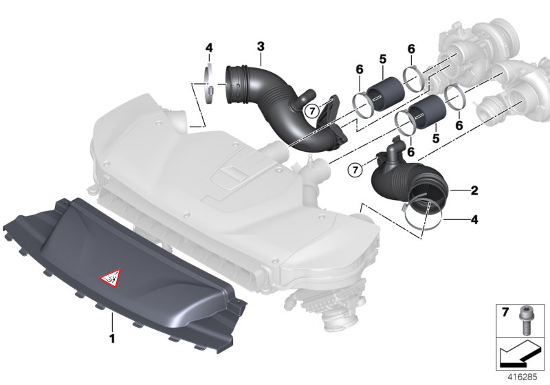 Воздуховод для BMW F85 X5 M S63R (схема запчастей)