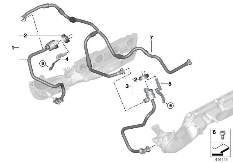 Клапан вентиляции топливного бака для BMW F86 X6 M S63R (схема запчастей)