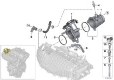 Корпус дроссельной заслонки для BMW I12 i8 B38 (схема запасных частей)