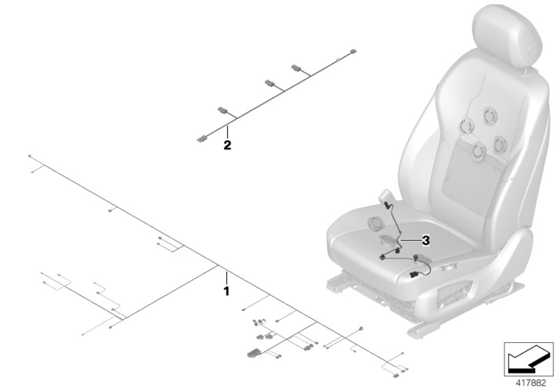 Пучок проводов переднего сиденья для BMW F15 X5 50iX 4.4 N63N (схема запчастей)