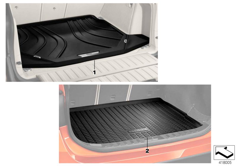 Фасонный коврик багажного отделения для BMW E90 325xi N52N (схема запчастей)