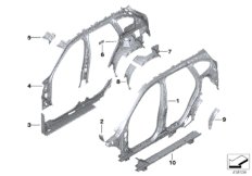 Детали бокового каркаса для BMW F48 X1 20i B48 (схема запасных частей)