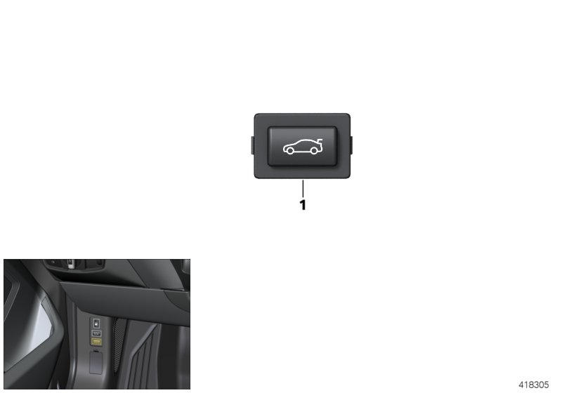 Выключатель отпирания багажного отдел. для BMW I01N i3s 94Ah Rex XB4 (схема запчастей)