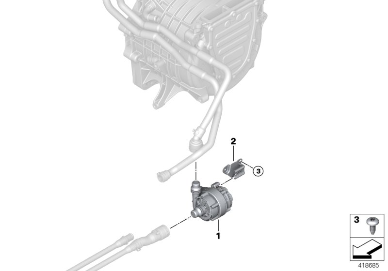 Система охлаждения-насос ОЖ для BMW I01 i3 60Ah IB1 (схема запчастей)