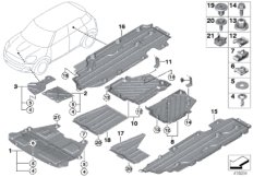 Облицовка днища кузова для BMW R60 Cooper S N18 (схема запасных частей)