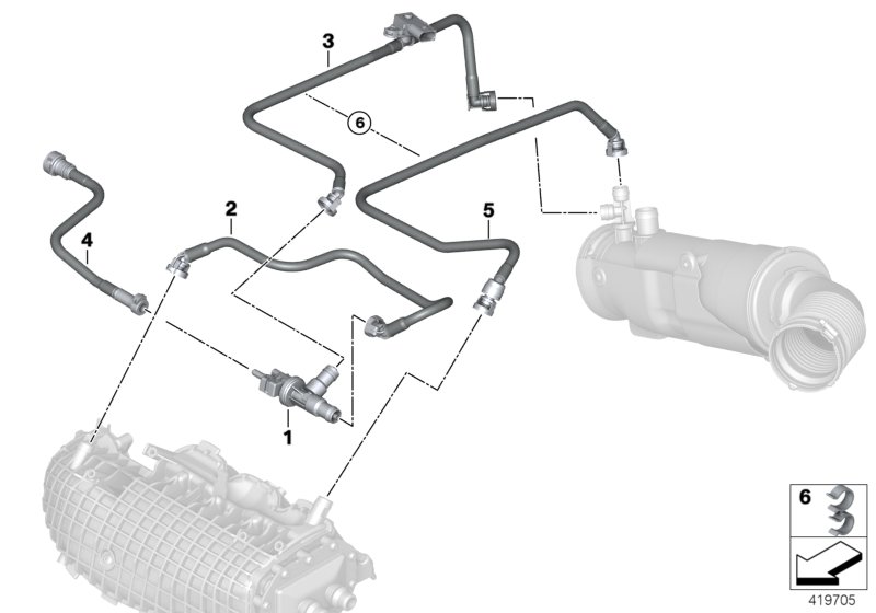 Клапан вентиляции топливного бака для BMW I12 i8 B38 (схема запчастей)