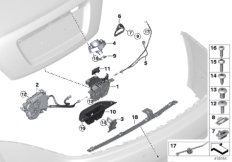 Система замков багажной двери для BMW RR5 Wraith N74R (схема запасных частей)