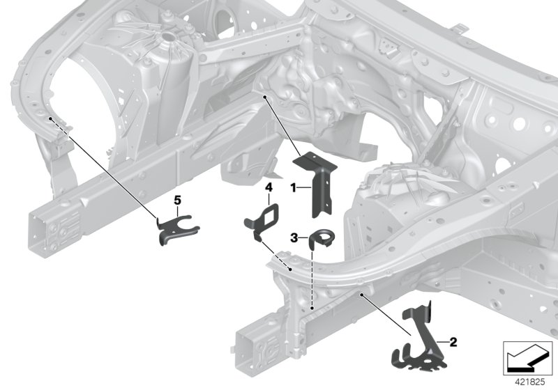 Кронштейн передка для BMW F91 M8 S63M (схема запчастей)