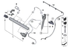 Ресивер/инжектор/провод для BMW R56N Cooper D 2.0 N47N (схема запасных частей)