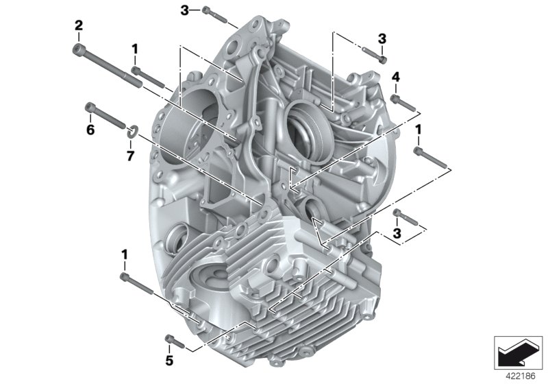 Резьбовое соединение картера двигателя Л для BMW K21 R nineT 16 (0J01, 0J03) 0 (схема запчастей)