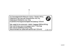 Шильдик "Zuladung" для BMW K51 R 1200 GS Adve. (0A02, 0A12) 0 (схема запасных частей)