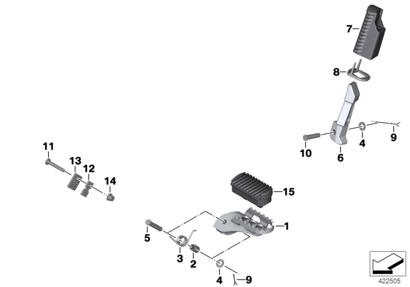 Система упоров для ног для BMW K72 F 650 GS (0218,0228) 0 (схема запчастей)