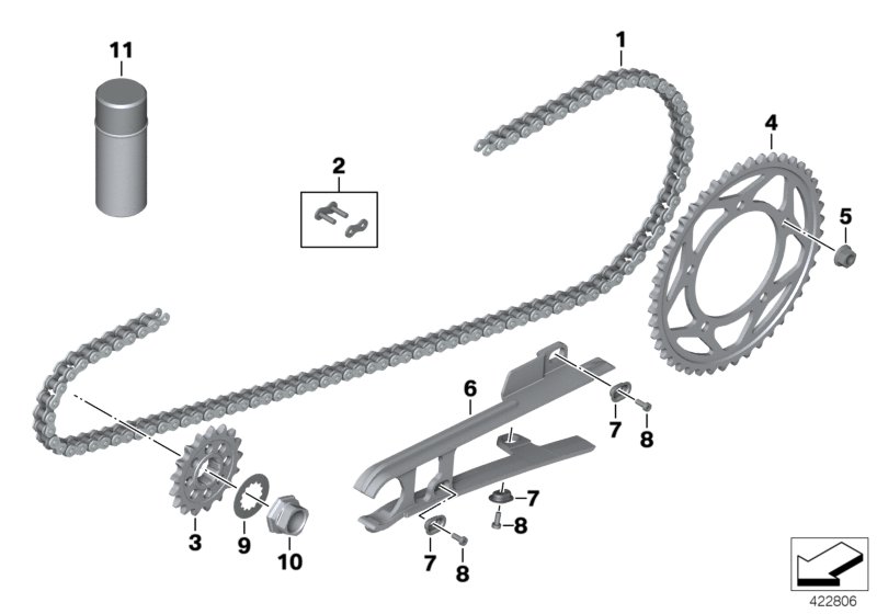 Цепной привод для BMW K47 S 1000 R (0D02, 0D12) 0 (схема запчастей)