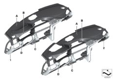Индивидуальная панель приборов, кожа для BMW F36 420i B48 (схема запасных частей)