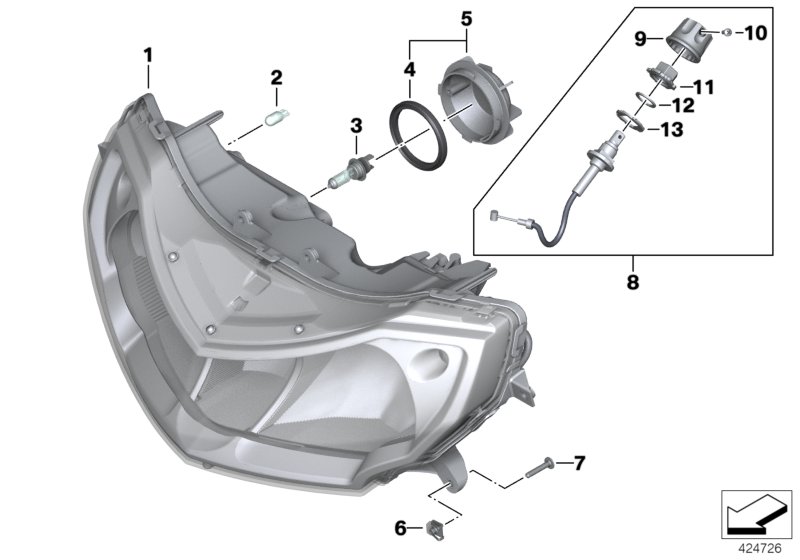 Фара для BMW K26 R 1200 RT 10 (0430,0440) 0 (схема запчастей)