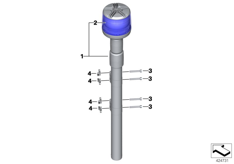 Светодиодный вращ.проблесковый маяк для MOTO K72 F 800 GS 08 (0219,0229) 0 (схема запчастей)