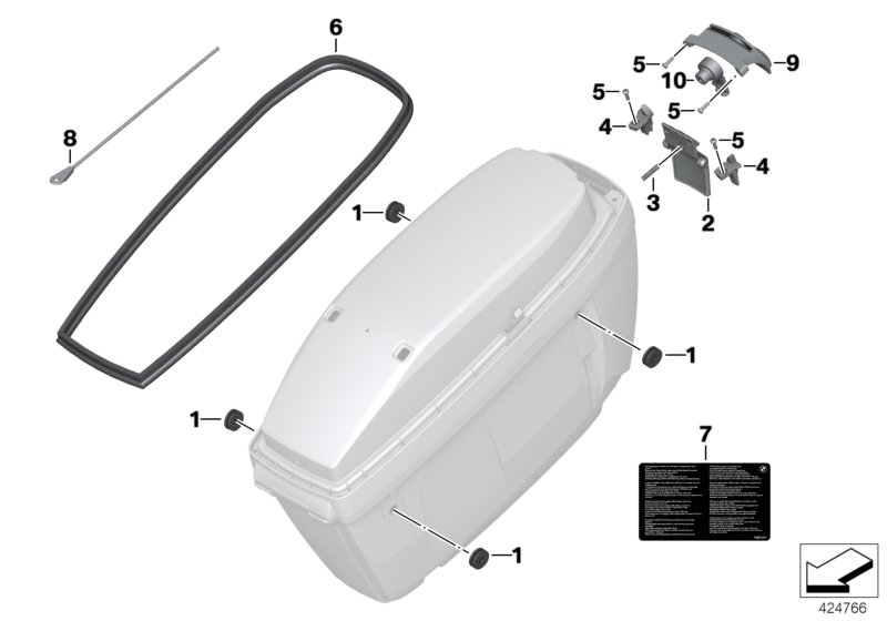 Детали чемодана спецавтомобиля для BMW K52 R 1200 RT (0A03, 0A13) 0 (схема запчастей)