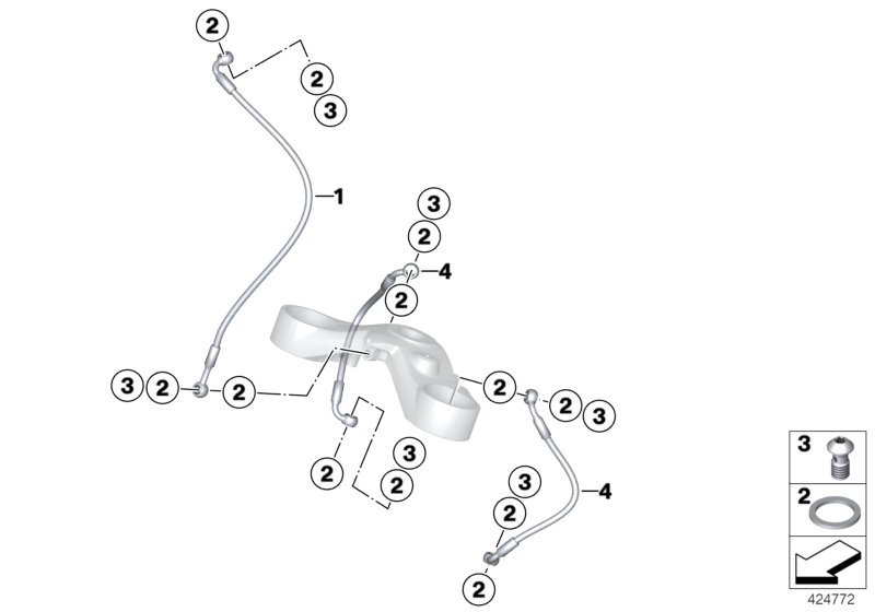 Тормозной трубопровод Пд без ABS для BMW K29 HP2 Sport (0458, 0468) 0 (схема запчастей)