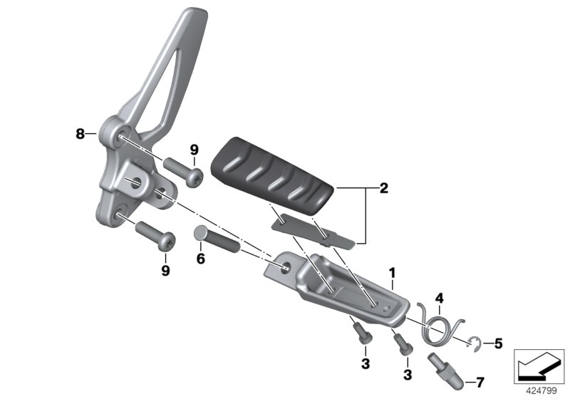 Планка упора для ног/упор для ног Пд для BMW K29 R 1200 S (0366,0396) 0 (схема запчастей)