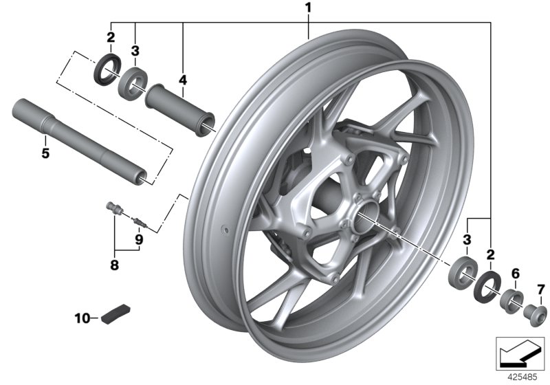 Литой диск Пд для BMW K53 R 1250 R 19 (0J71, 0J73) 0 (схема запчастей)