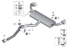 Система выпуска ОГ Зд для BMW F15 X5 40eX N20 (схема запасных частей)
