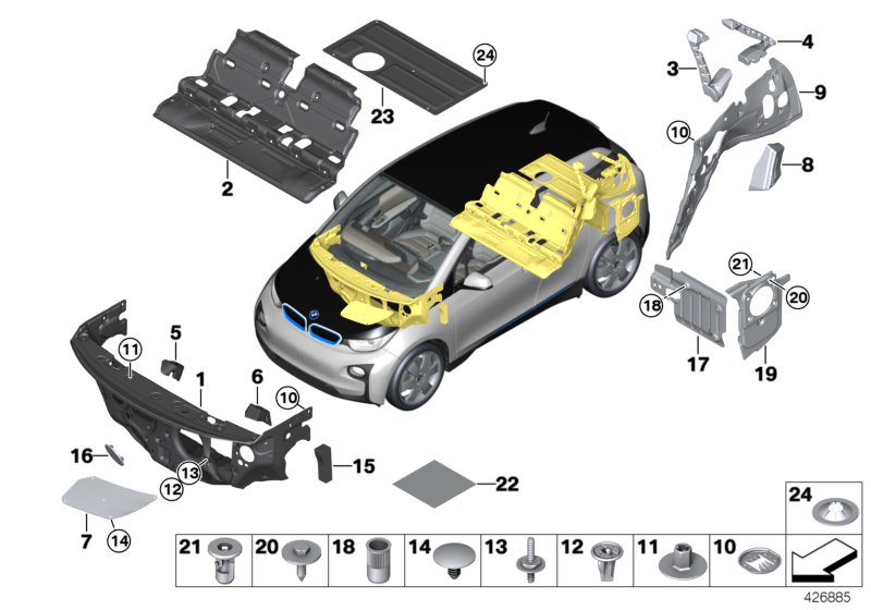 Изоляция для BMW I01 i3 94Ah IB1 (схема запчастей)