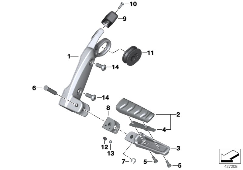 Планка упора для ног/упор для ног Зд для MOTO K28 R 1200 ST (0328,0338) 0 (схема запчастей)