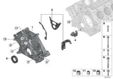 Корпус блока ГРМ Нж для BMW F86 X6 M S63R (схема запасных частей)