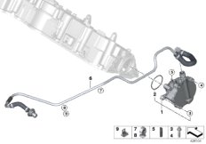 Вакуумный насос с трубопроводом для BMW F85 X5 M S63R (схема запасных частей)