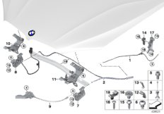 Капот/система замков для BMW F15 X5 50iX 4.0 N63N (схема запасных частей)