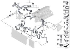 Шланги системы охлаждения для BMW F11N 535i N55 (схема запасных частей)