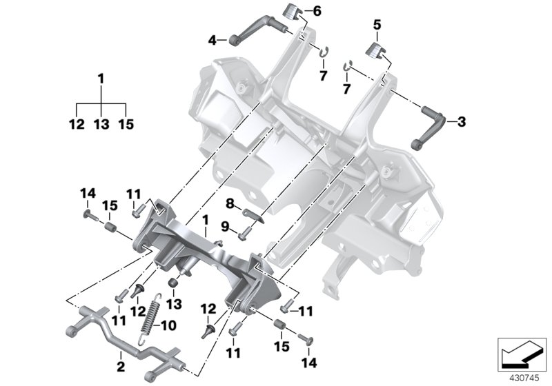Механизм регулировки ветрозащитн.щитка для BMW K54 R 1250 RS 19 (0J81, 0J83) 0 (схема запчастей)