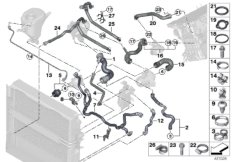 Шланги системы охлаждения для BMW F02 730Li N52N (схема запасных частей)