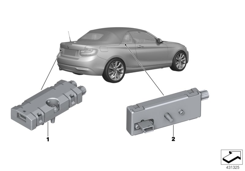 Детали антенного усилителя для BMW F23 218d B47 (схема запчастей)