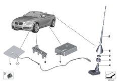 Детали телефонной антенны для BMW F23 M240iX B58 (схема запасных частей)