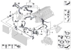 Шланги системы охлаждения для BMW F11N 535i N55 (схема запасных частей)
