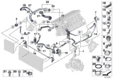 Шланги системы охлаждения для BMW F07N 535i N55 (схема запасных частей)