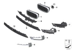 Облицовка, декор.элементы Пд для BMW F15 X5 50iX 4.0 N63N (схема запасных частей)