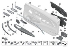 Доп.элементы обшивки передней двери для BMW F32 435iX N55 (схема запасных частей)