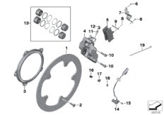 Тормозной механизм переднего колеса для BMW K27 R 1200 R 11 (0400,0490) 0 (схема запасных частей)