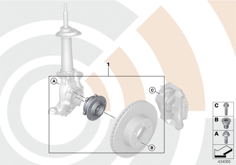Рем.комплект ступицы переднего колеса для BMW E93 335i N54 (схема запчастей)