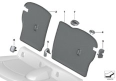 Накладки спинки заднего сиденья для MINI F55 One First B38 (схема запасных частей)