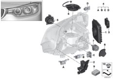 Детали светодиодной фары для BMW F31N 316d B47 (схема запасных частей)
