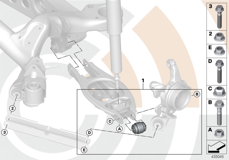 Ремкомплект шарового шарнира для BMW E92 330xi N53 (схема запчастей)