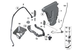 Бачок стеклоомывателя/омывателя фар для BMW RR4 Ghost EWB N74R (схема запасных частей)